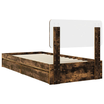 Storage Bed with Drawer Smoked Oak 100 x 200 cm Engineered Wood