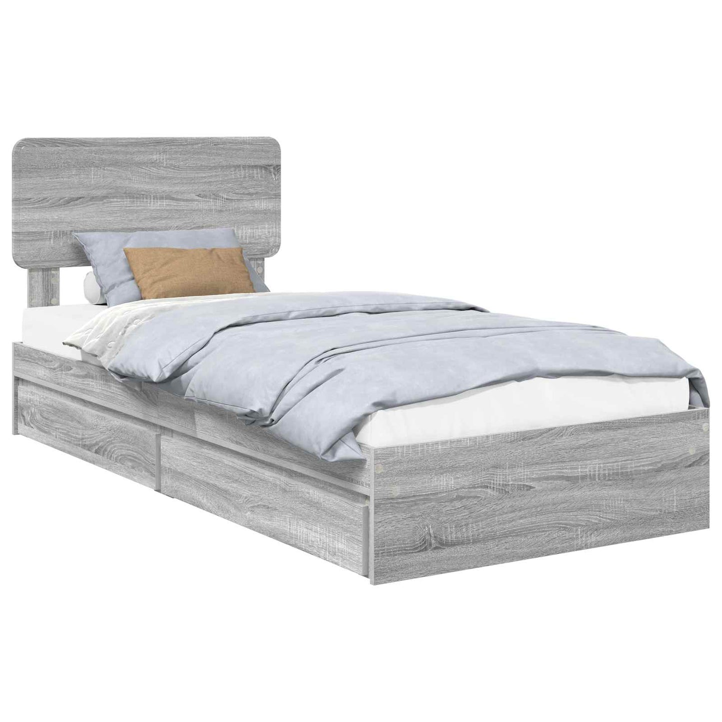 Storage Bed Grey Sonoma 100 x 200 cm Engineered Wood