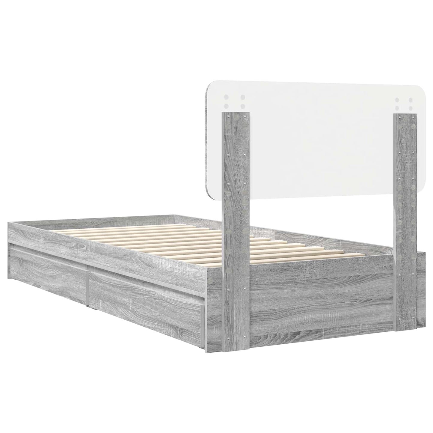 Storage Bed Grey Sonoma 100 x 200 cm Engineered Wood