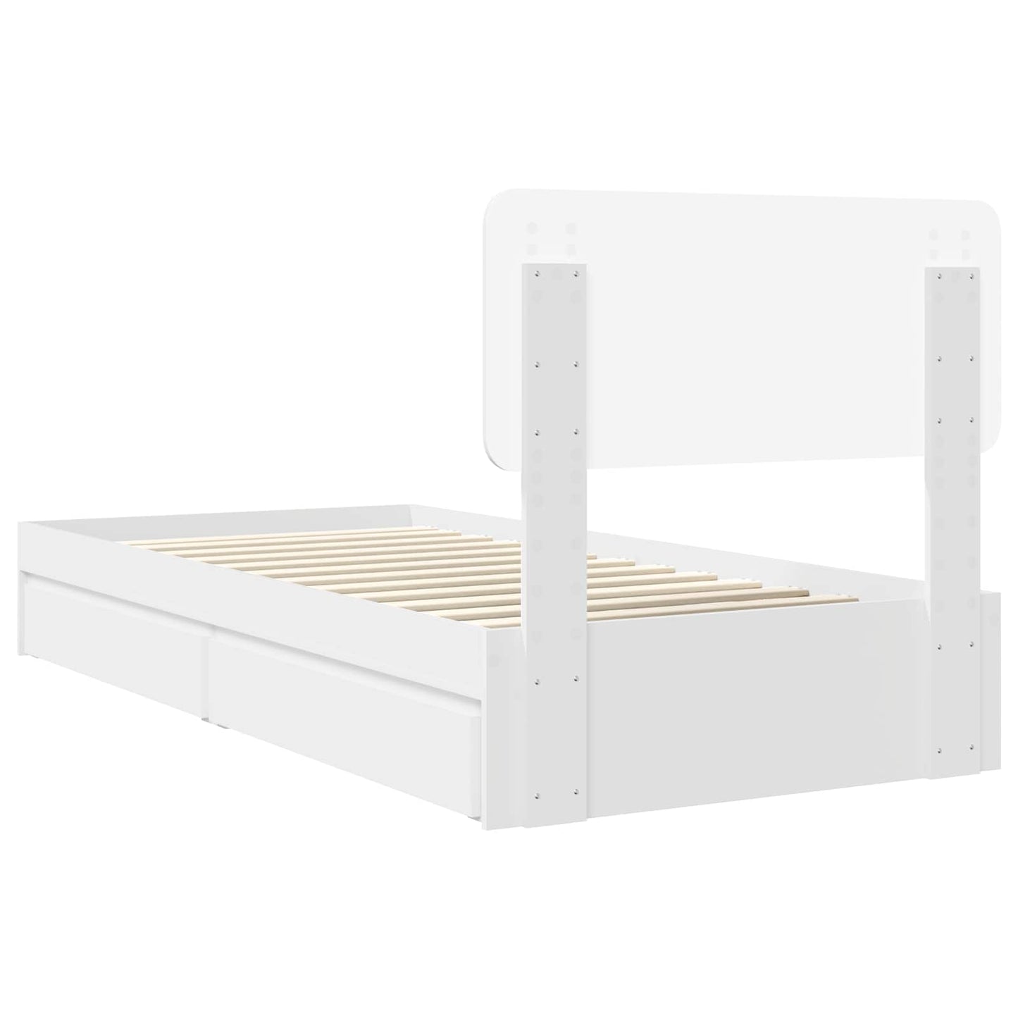Storage Bed with Headboard White 90 x 200 cm Engineered Wood