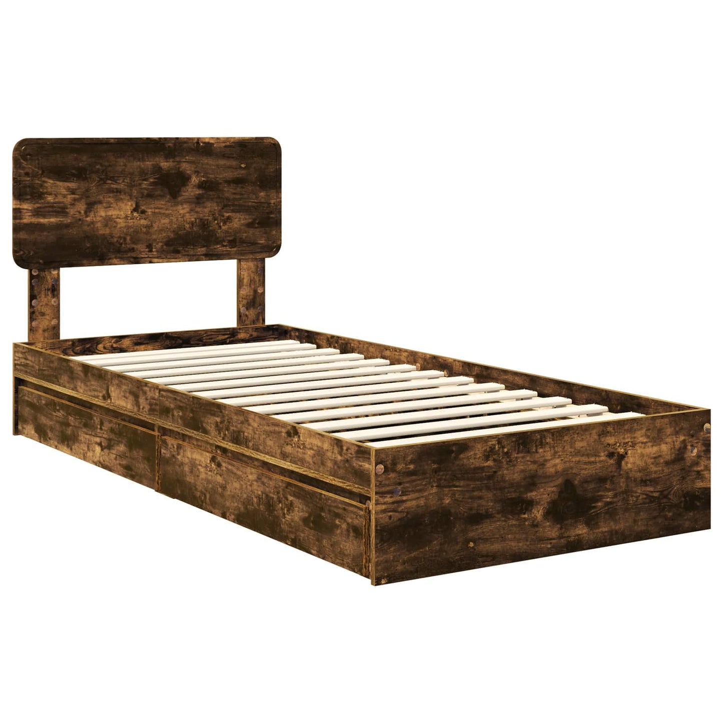 Storage Bed with Drawer Smoked Oak 90 x 200 cm Engineered Wood