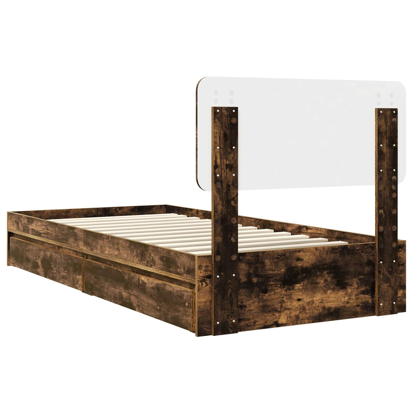 Storage Bed with Drawer Smoked Oak 90 x 200 cm Engineered Wood