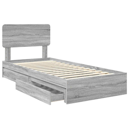 Storage Bed with Drawer Grey Sonoma 90 x 200 cm Engineered Wood