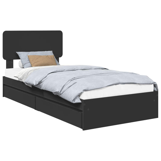 Storage Bed with Drawer Black 90 x 190 cm Engineered Wood