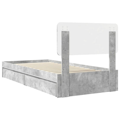Storage Bed Concrete Grey 90 x 190 cm Engineered Wood