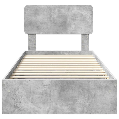 Storage Bed Concrete Grey 90 x 190 cm Engineered Wood