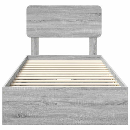 Storage Bed with Drawer Grey Sonoma 90 x 190 cm Engineered Wood