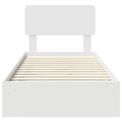 Storage Bed with Headboard White 75 x 190 cm Engineered Wood