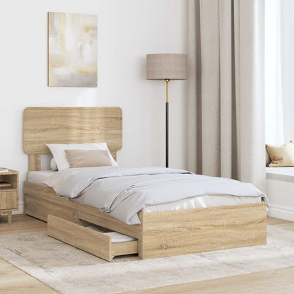 Storage Bed with Drawer Sonoma Oak 75 x 190 cm Engineered Wood