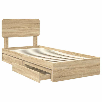 Storage Bed with Drawer Sonoma Oak 75 x 190 cm Engineered Wood