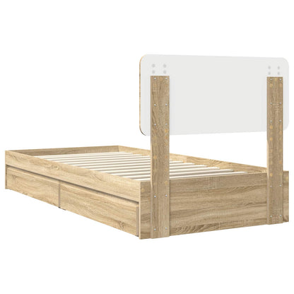 Storage Bed with Drawer Sonoma Oak 75 x 190 cm Engineered Wood