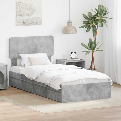 Storage Bed Concrete Grey 70 x 190 cm Engineered Wood