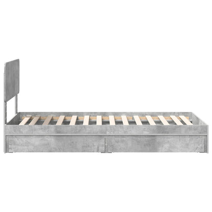 Storage Bed Concrete Grey 70 x 190 cm Engineered Wood