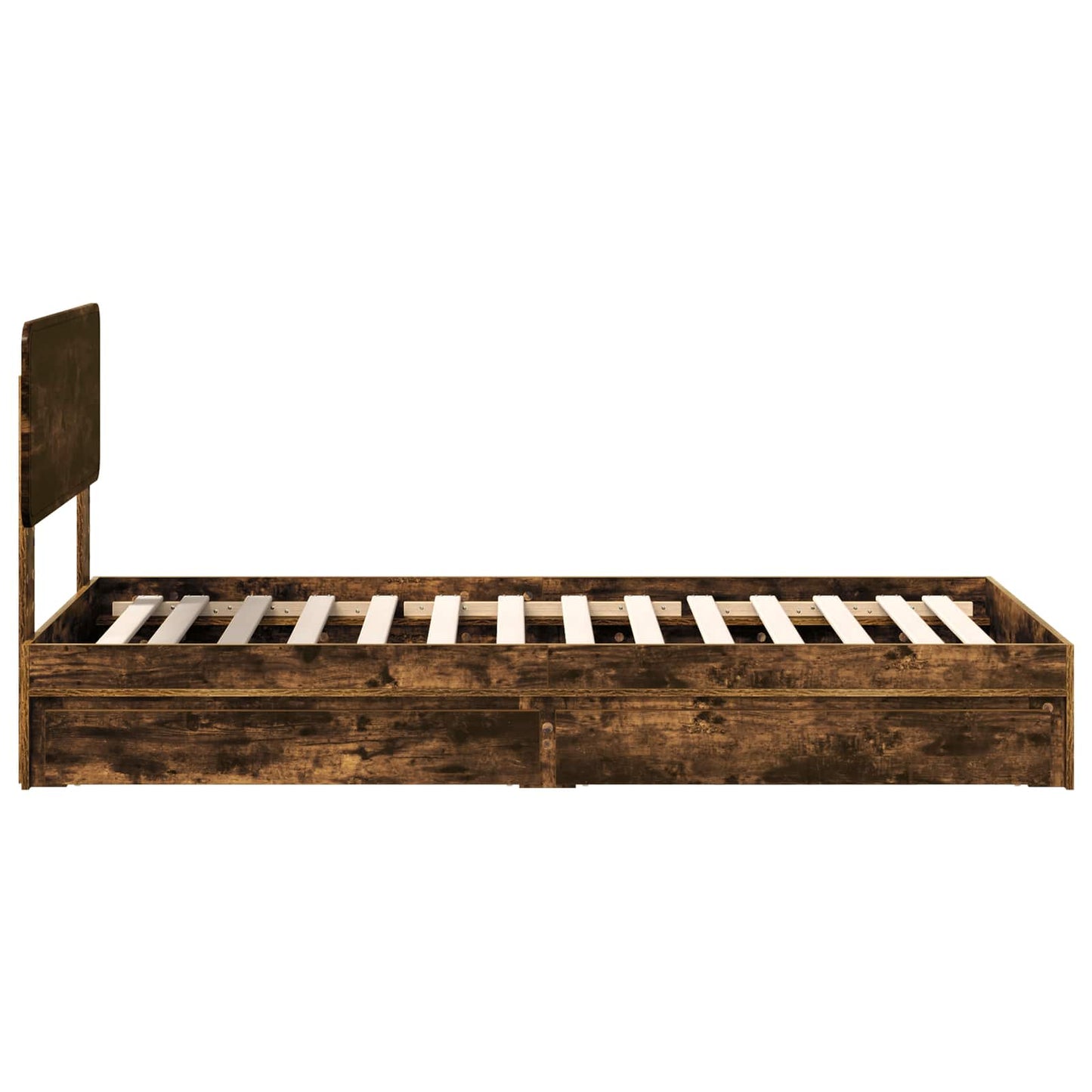 Storage Bed with Drawer Smoked Oak 75 x 190 cm Engineered Wood