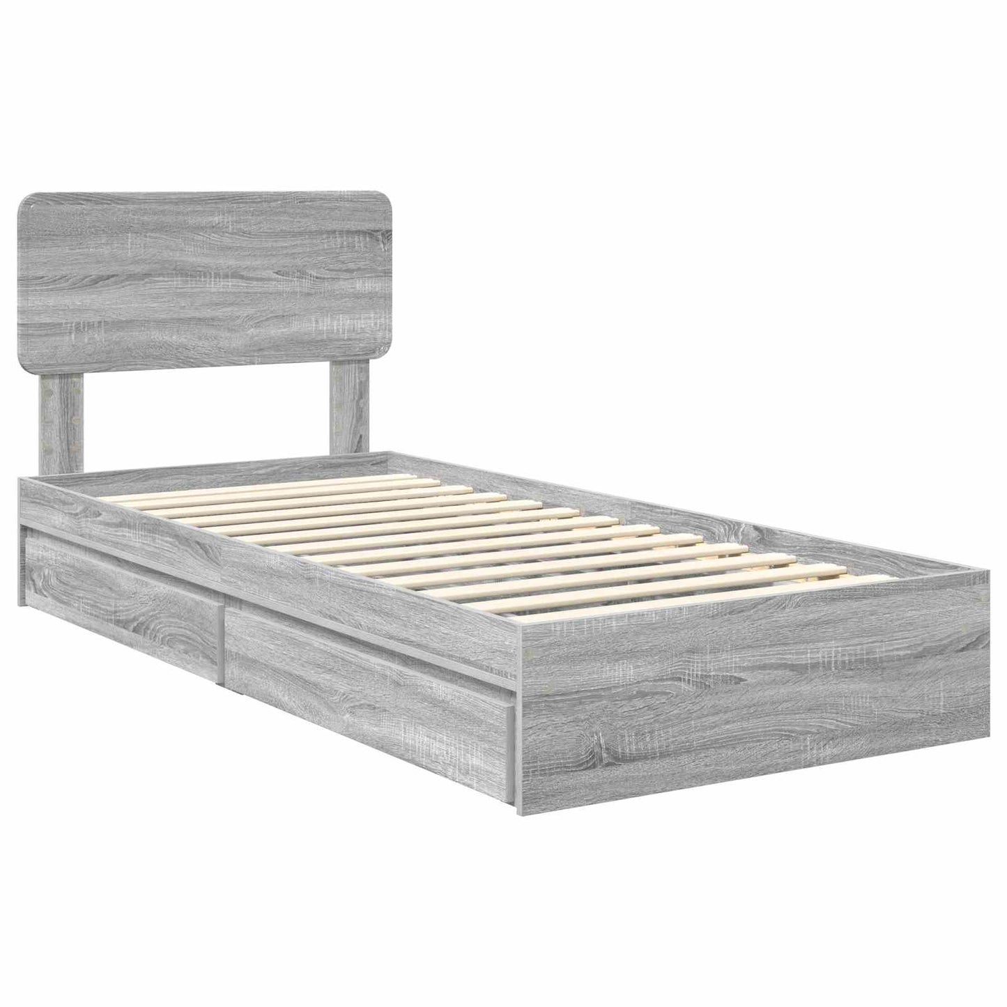 Storage Bed with Drawer Grey Sonoma 75 x 190 cm Engineered Wood