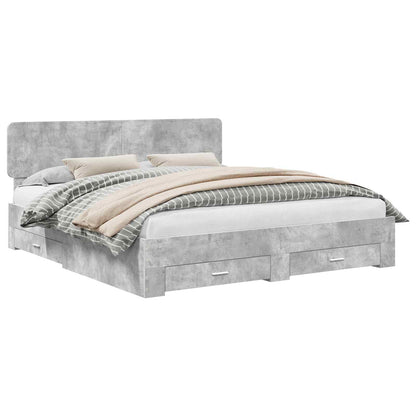 Bed Frame Concrete Grey 200 x 200 cm Engineered Wood