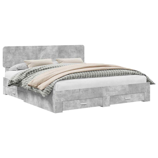 Bed Frame Concrete Grey 180 x 200 cm Engineered Wood