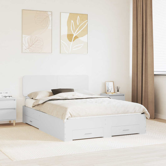 Bed Frame with Drawer White 160 x 200 cm Engineered Wood
