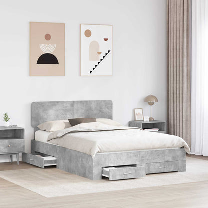 Bed Frame Concrete Grey 160 x 200 cm Engineered Wood