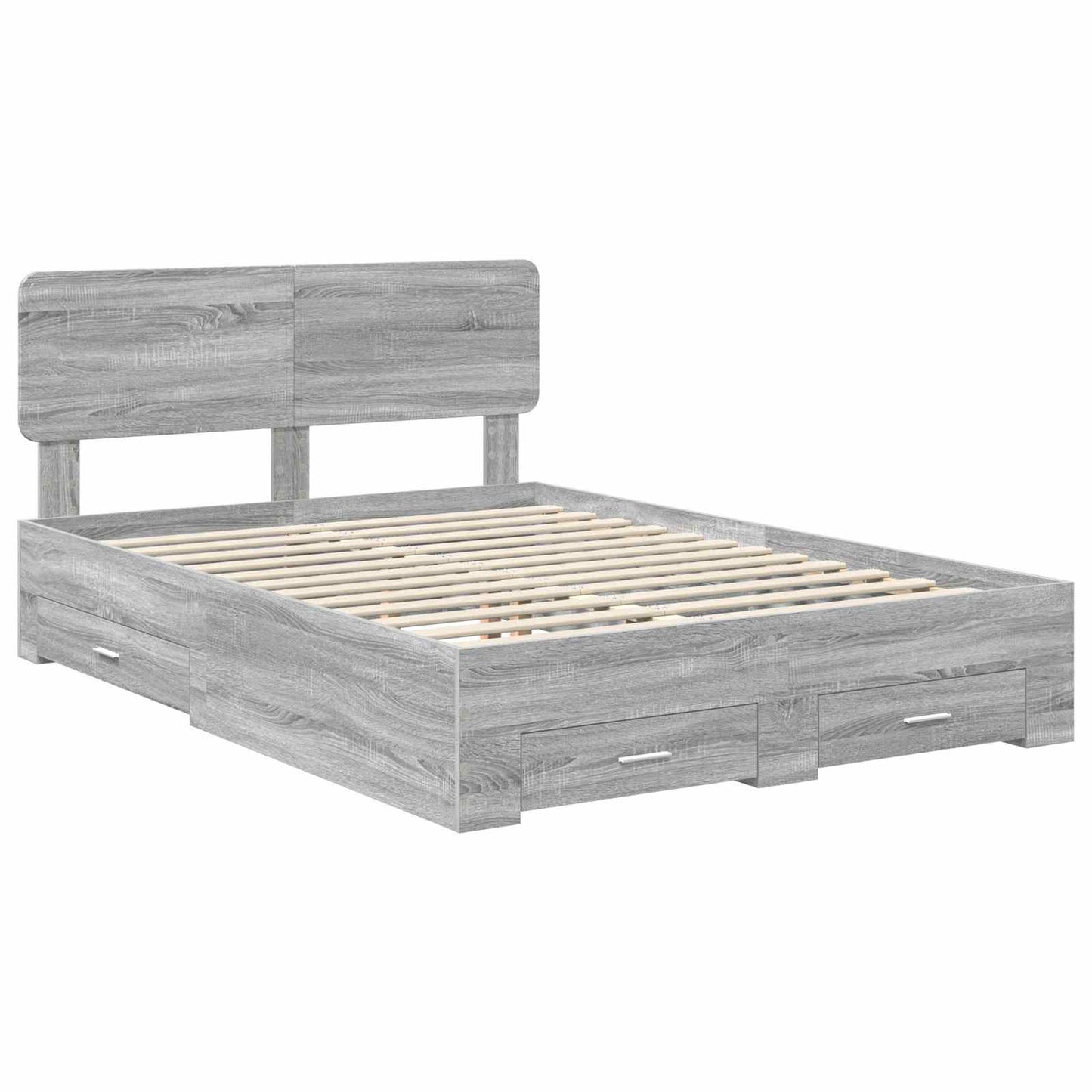 Bed Frame with Drawer Grey Sonoma 140 x 200 cm Engineered Wood