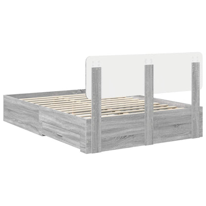 Bed Frame with Drawer Grey Sonoma 140 x 200 cm Engineered Wood