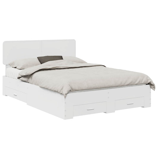 Bed Frame with Drawer White 140 x 190 cm Engineered Wood