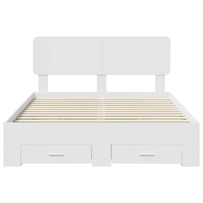 Bed Frame with Headboard White 140 x 190 cm Engineered Wood