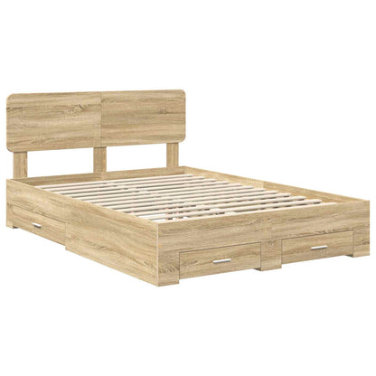 Bed Frame with Drawer Sonoma Oak 140 x 190 cm Engineered Wood
