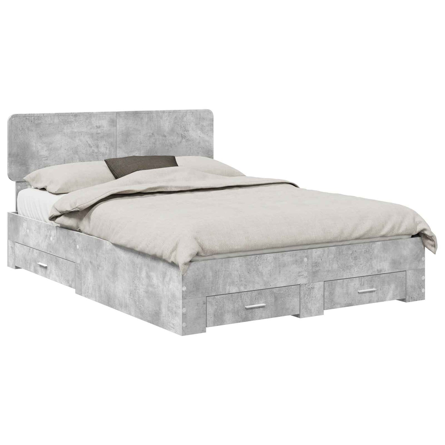 Bed Frame Concrete Grey 140 x 190 cm Engineered Wood
