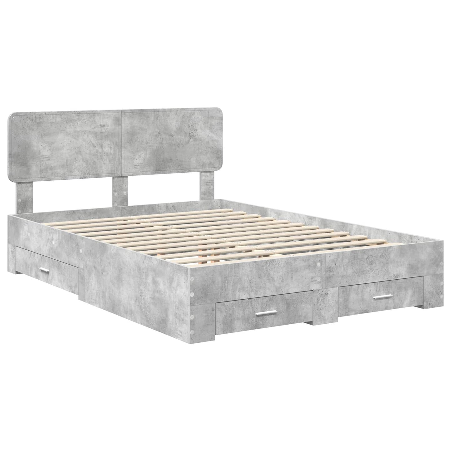 Bed Frame Concrete Grey 140 x 190 cm Engineered Wood