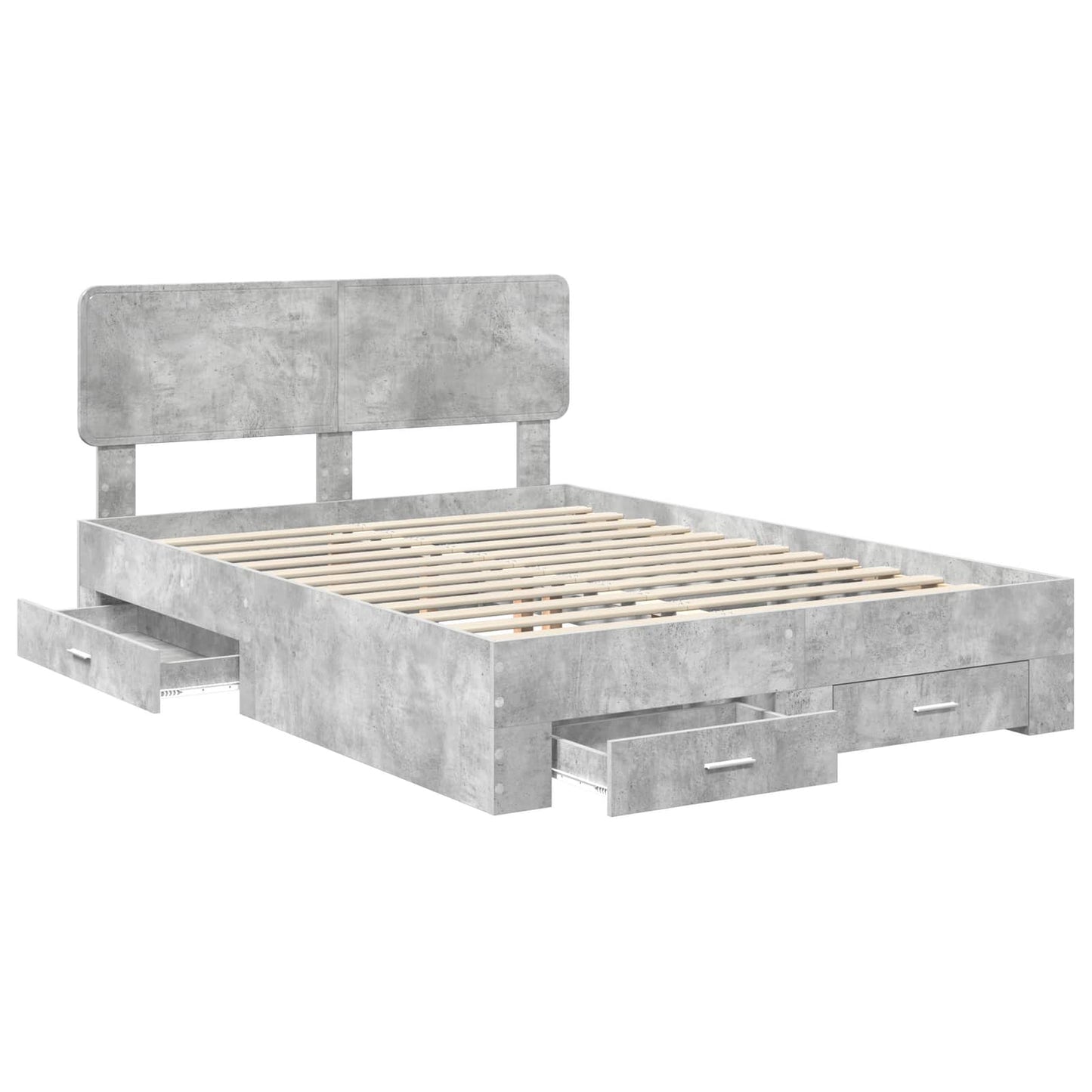 Bed Frame Concrete Grey 140 x 190 cm Engineered Wood