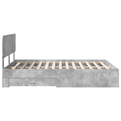 Bed Frame Concrete Grey 140 x 190 cm Engineered Wood