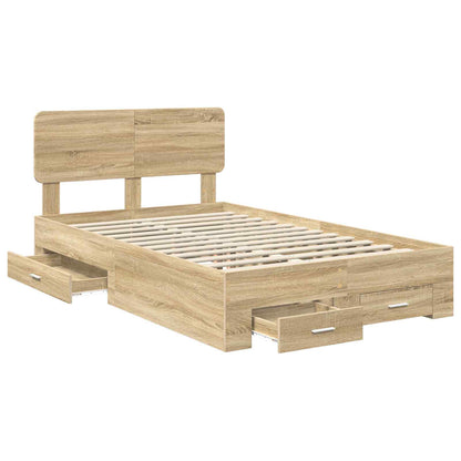 Bed Frame with Drawer Sonoma Oak 135 x 190 cm Engineered Wood