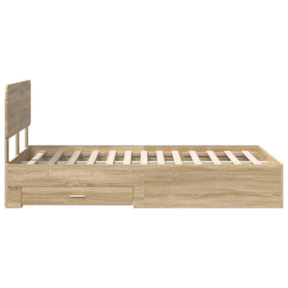 Bed Frame with Drawer Sonoma Oak 135 x 190 cm Engineered Wood