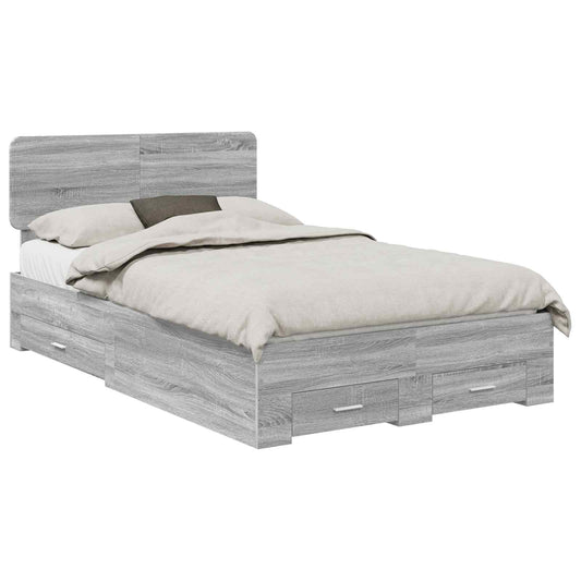 Bed Frame with Drawer Grey Sonoma 120 x 200 cm Engineered Wood