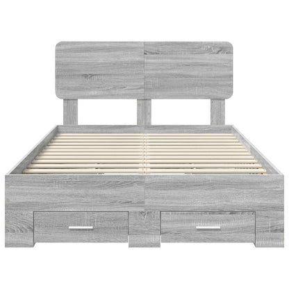 Bed Frame with Drawer Grey Sonoma 120 x 200 cm Engineered Wood