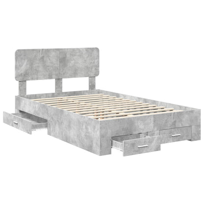 Bed Frame Concrete Grey 120 x 190 cm Engineered Wood