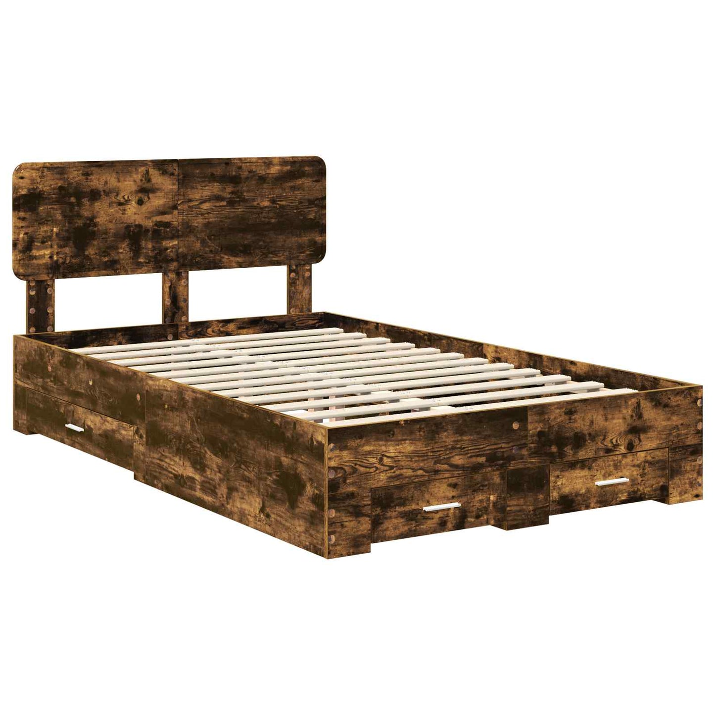 Bed Frame with Drawer Smoked Oak 120 x 190 cm Engineered Wood