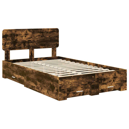 Bed Frame with Drawer Smoked Oak 120 x 190 cm Engineered Wood