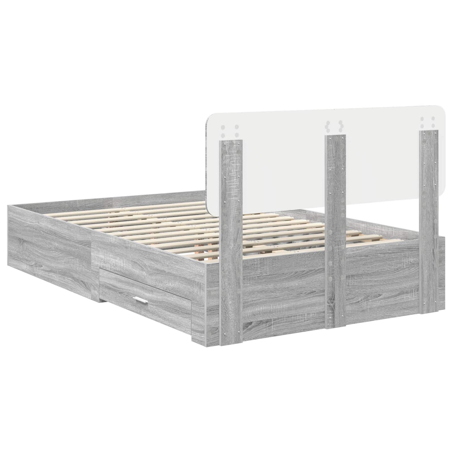 Bed Frame with Drawer Grey Sonoma 120 x 190 cm Engineered Wood