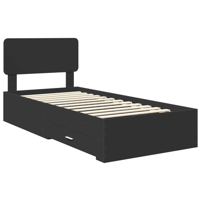 Bed Frame with Headboard Black 100 x 200 cm Engineered Wood