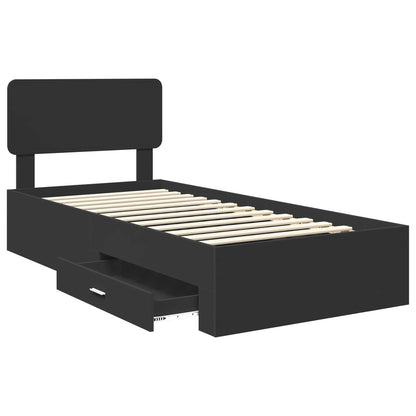 Bed Frame with Headboard Black 100 x 200 cm Engineered Wood