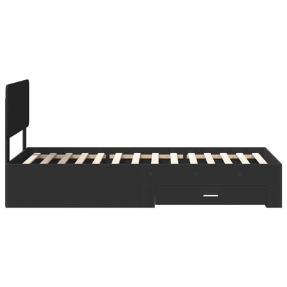 Bed Frame with Headboard Black 100 x 200 cm Engineered Wood