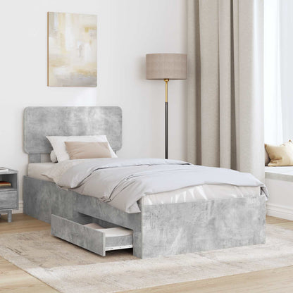 Bed Frame Concrete Grey 100 x 200 cm Engineered Wood