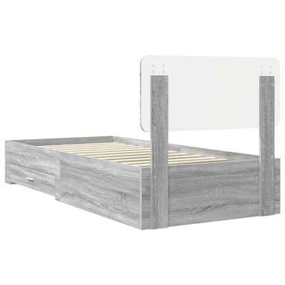 Bed Frame with Drawer Grey Sonoma 100 x 200 cm Engineered Wood