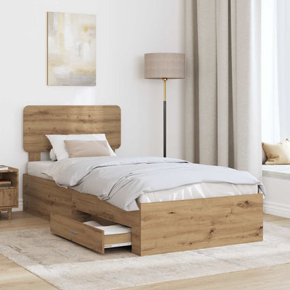 Bed Frame with Drawer Artisan Oak 100 x 200 cm Engineered Wood