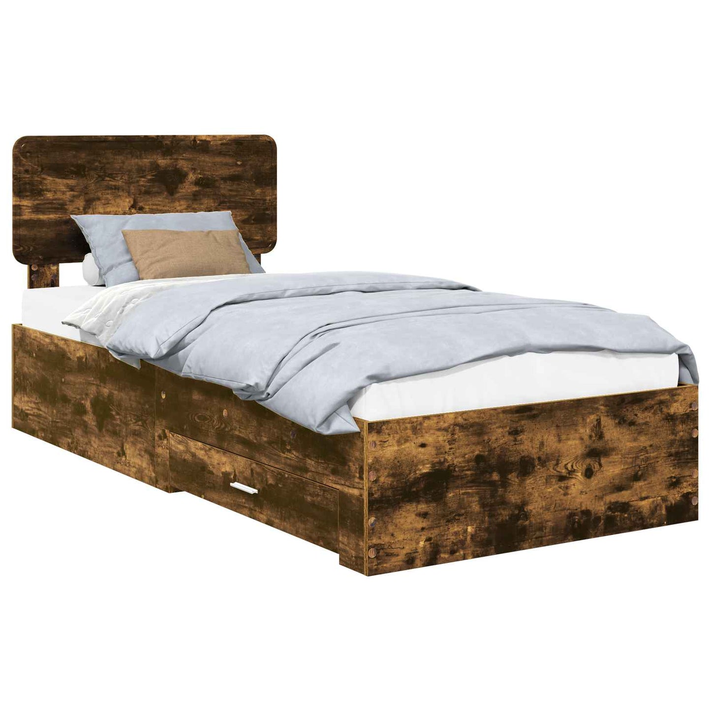 Bed Frame with Headboard Smoked Oak 90 x 200 cm Engineered Wood
