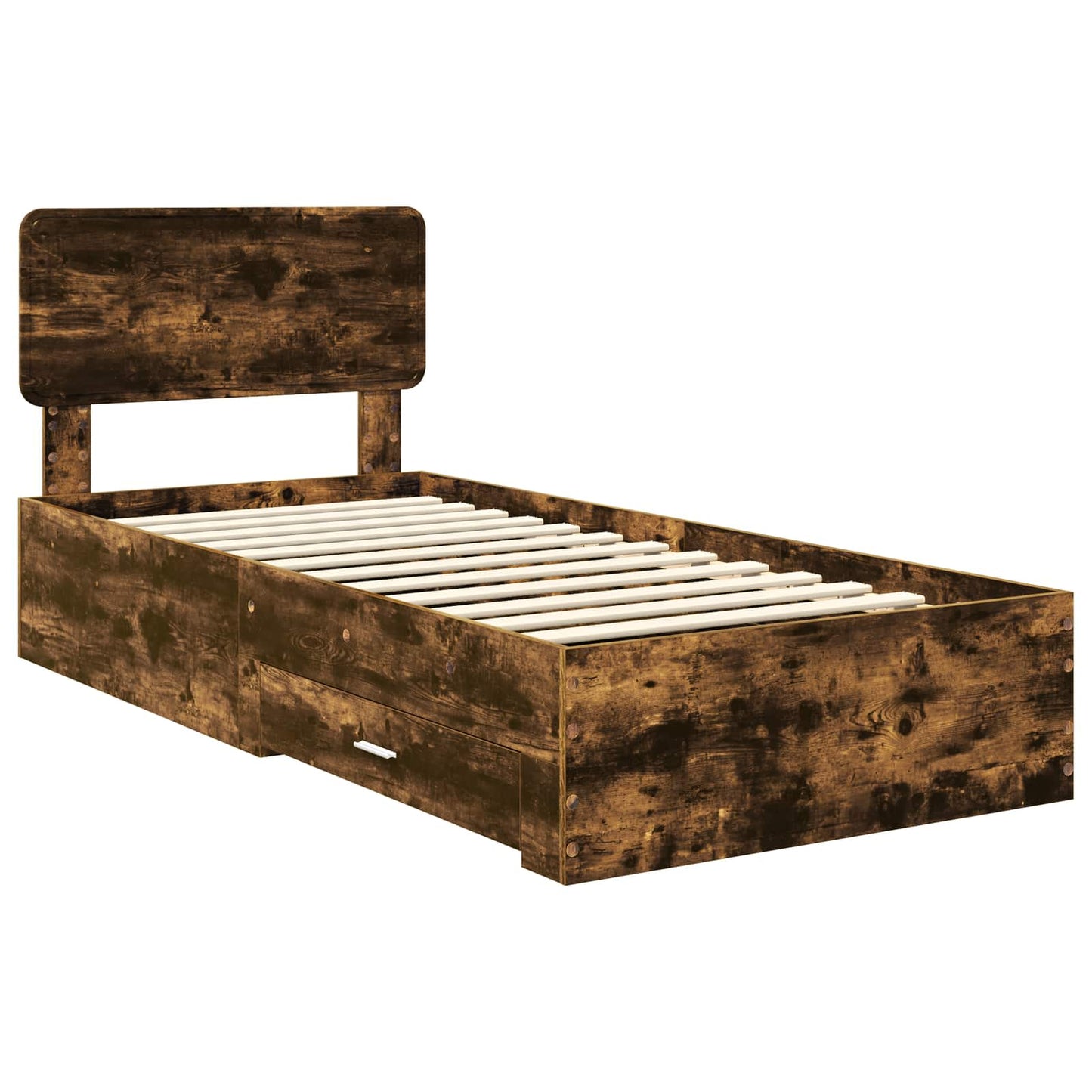Bed Frame with Headboard Smoked Oak 90 x 200 cm Engineered Wood
