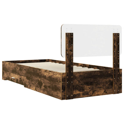 Bed Frame with Headboard Smoked Oak 90 x 200 cm Engineered Wood