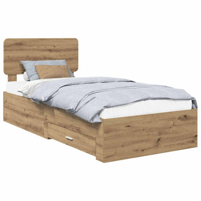 Bed Frame with Drawer Artisan Oak 90 x 200 cm Engineered Wood